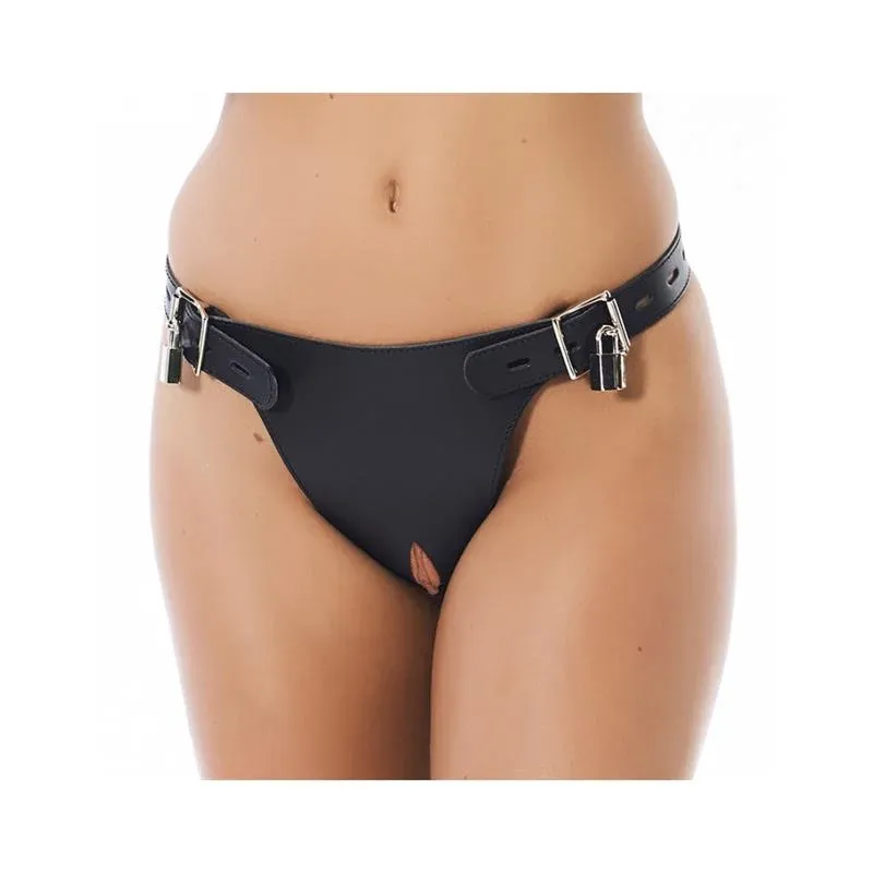 Arnês de castidade ajustável bondage play em pele S/M