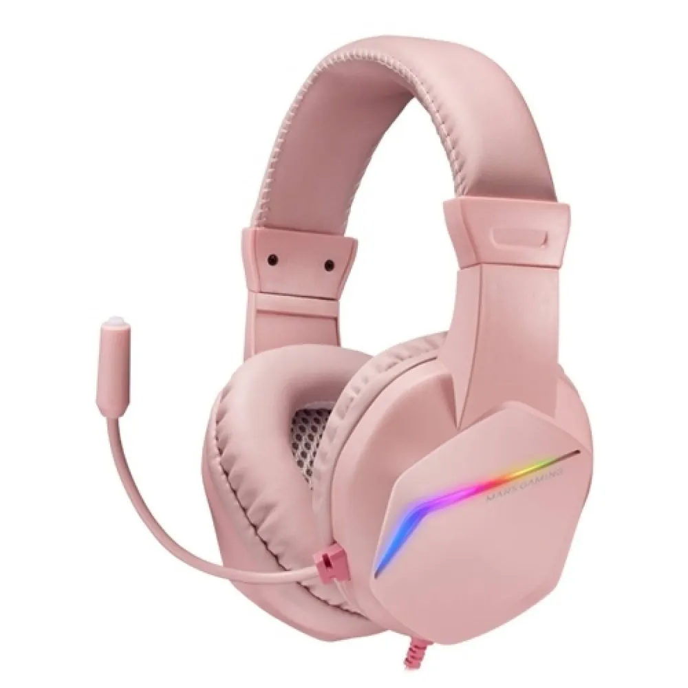Headset Mars Gaming MH122 FRGB Rainbow Espatial Audio PC/Mac/PS4/PS5/Xbox One/Xbox Series X-S/Switch Rosa
