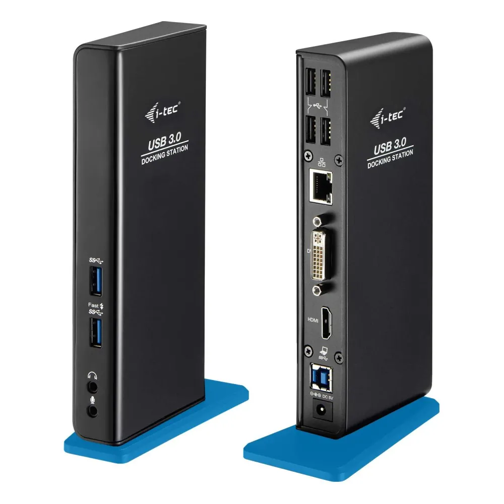 Docking Station i-tec USB 3.0 2x HD Video GLAN Audio USB 3.0 com adaptador de alimentação