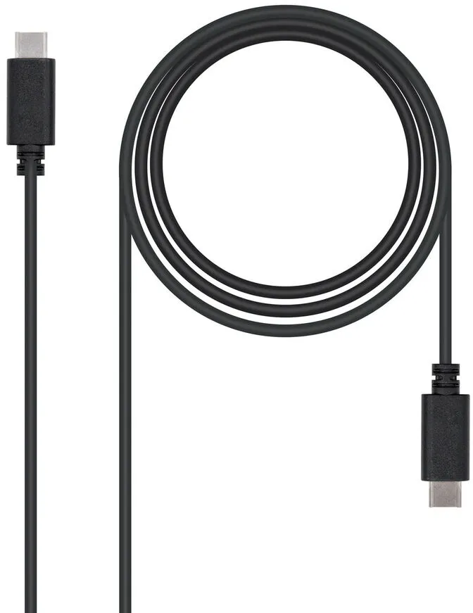 Cabo USB 2.0 3A Nanocable USB-C M/M 0.5 M Preto