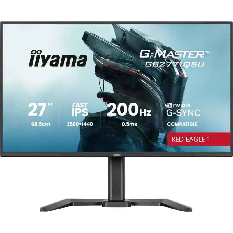iiyama G-MASTER Red Eagle GB2771QSU-B1 - Monitor LED - 27" - 2560 x 1440 QHD @ 200 Hz - IPS - 350 cd/m² - 1200:1 - 0.5 ms - HDMI, DisplayPort - altifalantes - preto, mate