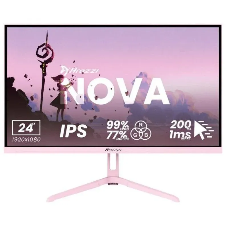 Monitor Arozzi Nova 24" FullHD 200Hz IPS 1ms Altifalantes Rosa