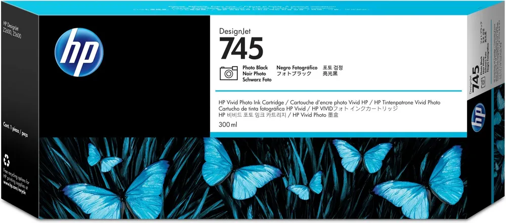 HP 745 300-ml DesignJet Photo Black Ink Cartridge F9K04A