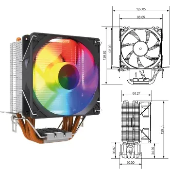 Cooler CPU 4PIPES Fan 90 PWM ARGB Ntech Am5/1700 Ready