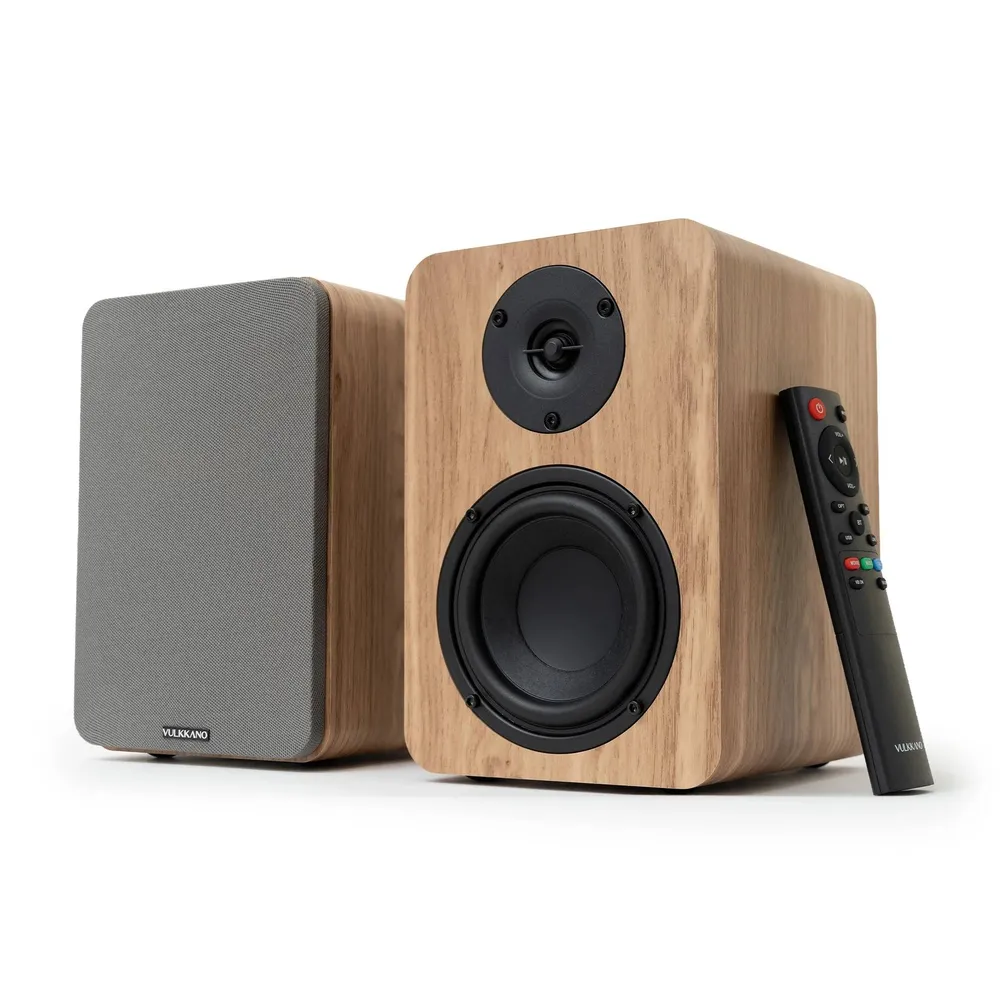 Colunas Hi-Fi Vulkkano A4 ARC MKII Studio 2.0 Bluetooth HDMI ARC 60W RMS Castanhas