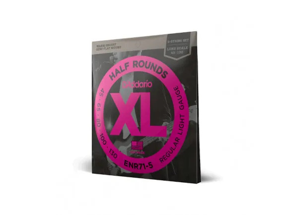 D'Addario ENR71-5 45-130 Regular Light 5-String, Long Scale, XL Half Rounds Bass Strings