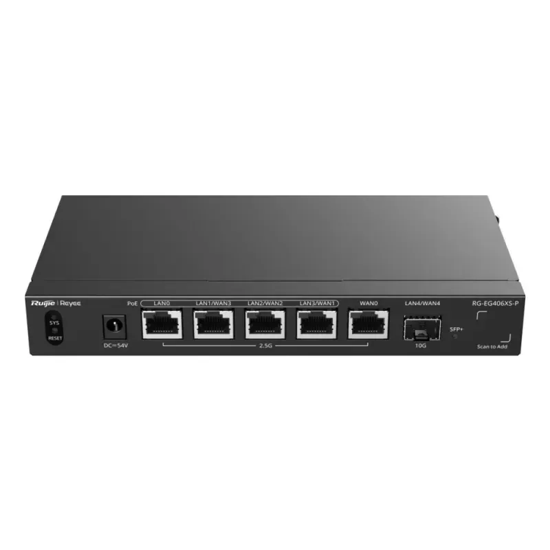 Router Reyee Cloud 5x RJ45 2.5G 4x PoE, 1x SFP+ 10Gigabit Cinzento