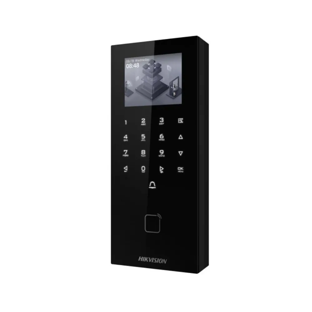 Controlo de Acesso PoE Hikvision Cartão EM, código QR e PIN - DS-K1T807EBWX-QRE1