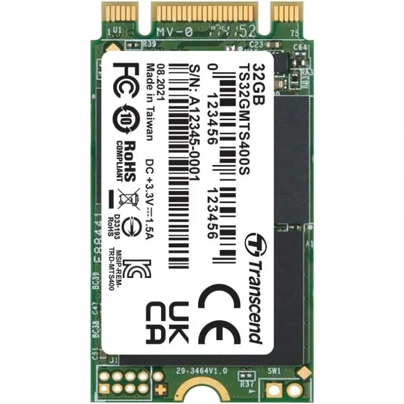 Disco Rígido Transcend MTS400S 32GB SSD M.2 SATA 3 MLC