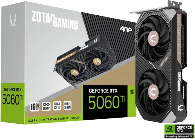 Gráfica ZOTAC GeForce® RTX 5060 Ti Amp 16GB GDDR7 DLSS4