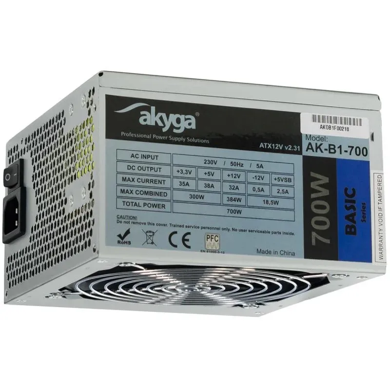 Fonte Alimentação Akyga AK-B1-700 Fonte de Alimentação ATX 700W com Certificação CE Ativa