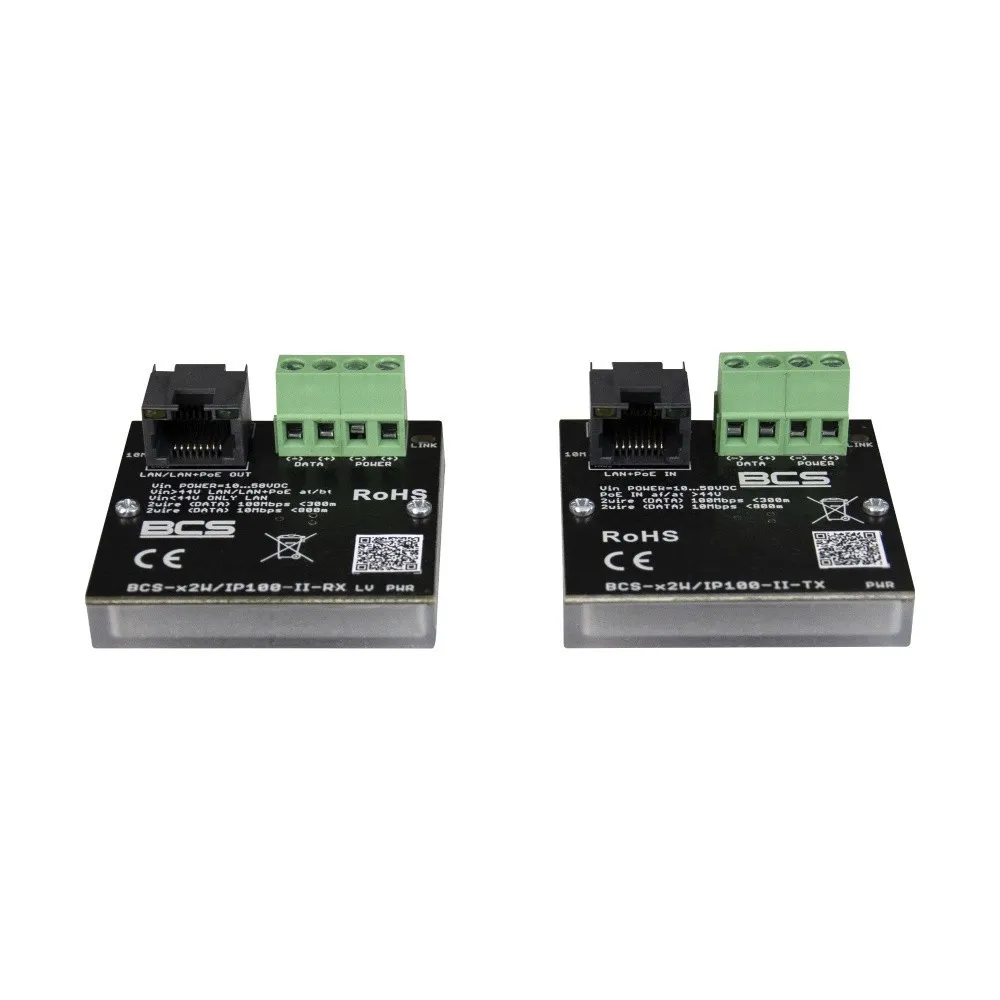 BCS BCS-X2W/IP100-II Conversor Ethernet PoE Ativo BCS-X2W/IP100-II