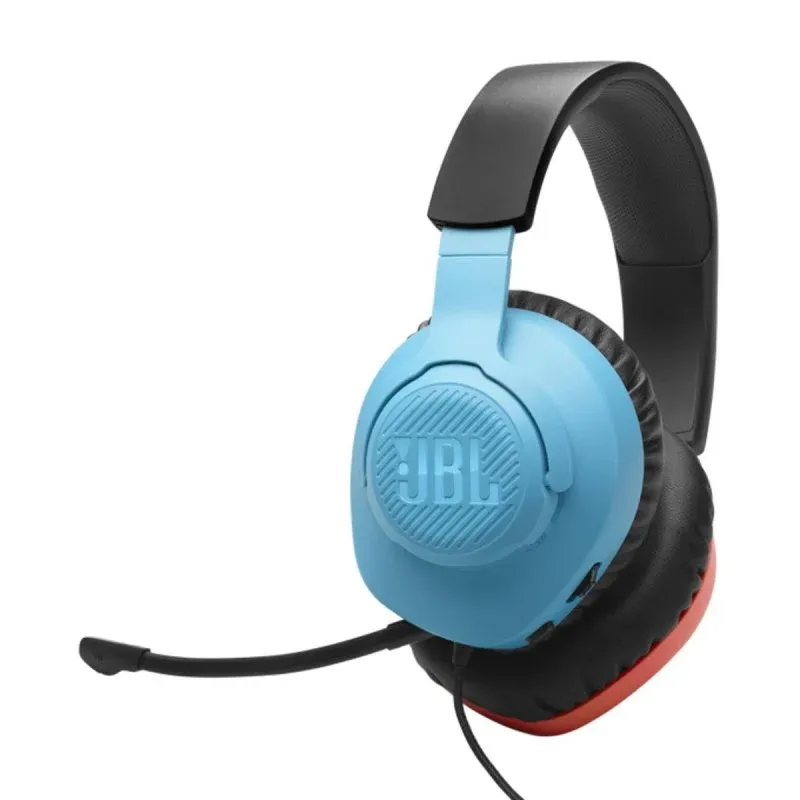 JBL Quantum 100N Headset Gaming com Cabo Jack 3.5mm e Microfone Desmontável Azul/Vermelho