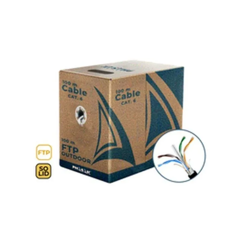 Cabo de rede Phasak PHR 671 Cat.6 FTP exterior 100 m CCA AWG23 preto