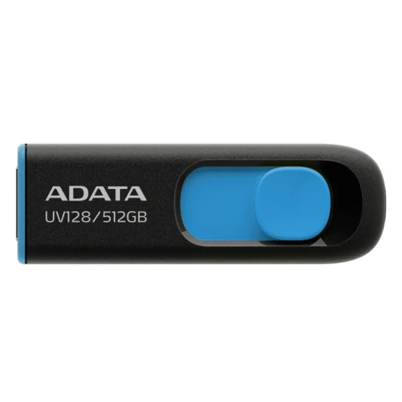 Pen Drive Pen USB ADATA UV128 512 GB USB-A 3.2 Gen 1 Deslizante Preto Azul