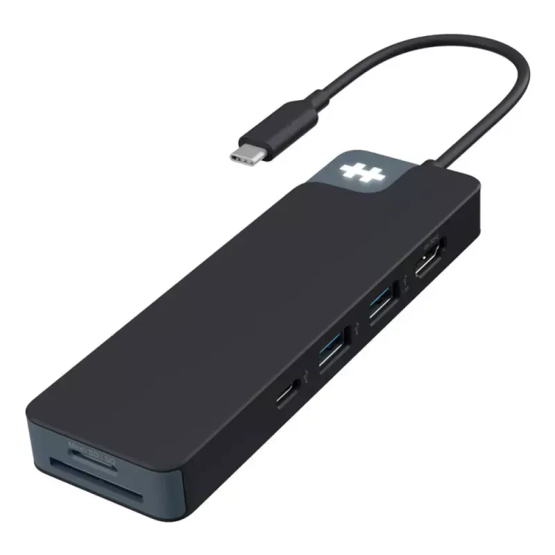 HYPER DOCK 4K DRIVEFLEX 1xHDMI 1xUSB-C 2xUSBA3 1x3.5 PRETO CR PD100W LOGO C/LED