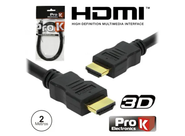 ProK Cabo HDMI Dourado Macho / Macho 1.4 Preto 2m