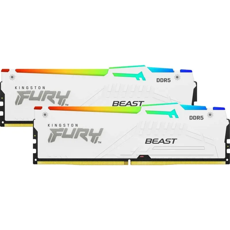 Memória RAM Kingston FURY Beast RGB White DDR5 5200MHz 64GB 2x32GB CL40