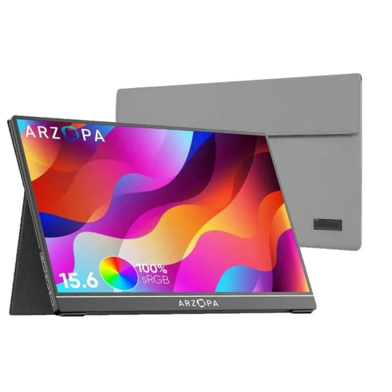ARZOPA AR-A1GAM-P Monitor Portátil 15,6" FullHD 60Hz IPS HDR com USB-C, HDMI, MiniDP e Altifalantes
