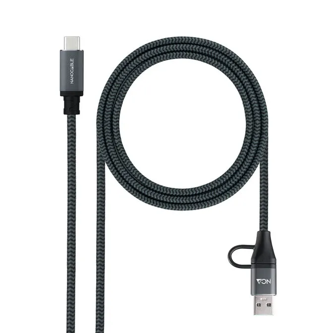Cabo USB Nanocable 10.01.4112-COMB USB 3.2 Gen2x2 20Gbps 2m 100W Cinzento/Preto