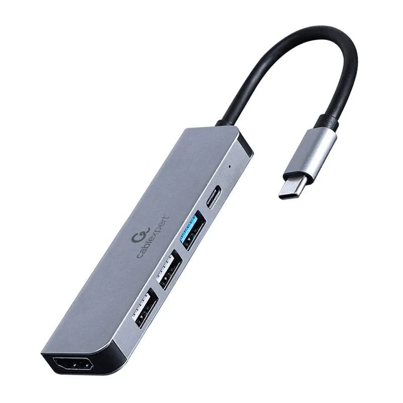 Adaptador USB-C Gembird 5-in-1 (Hub + HDMI + PD) Prateado