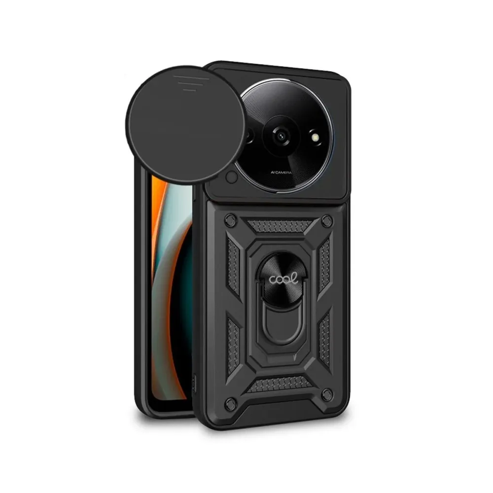 Capa Silicone Anti-choque c/anel Xiaomi Redmi A3 Preta