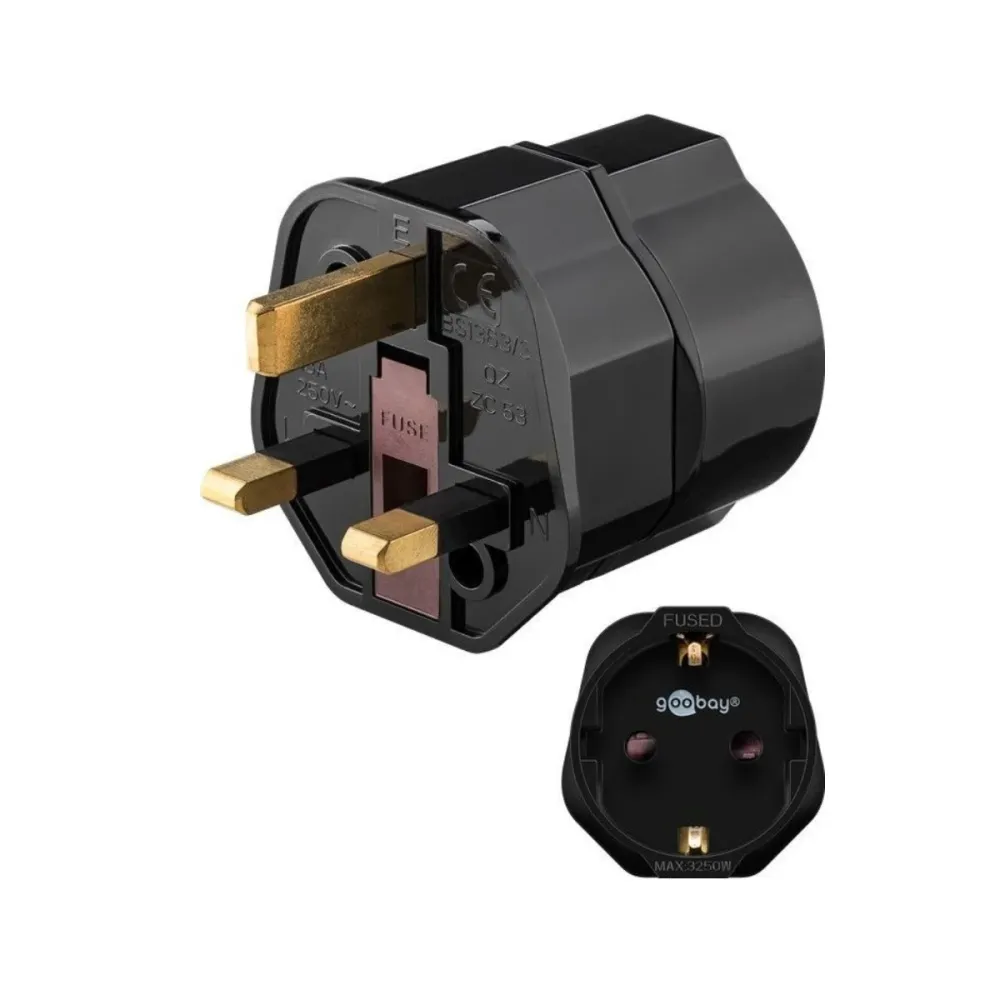 Adaptador UK (Tipo G) Macho - Europeia schuko (Tipo F) Fêmea