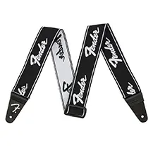 Correia Guitarra Fender Weighless Running Logo Black and White