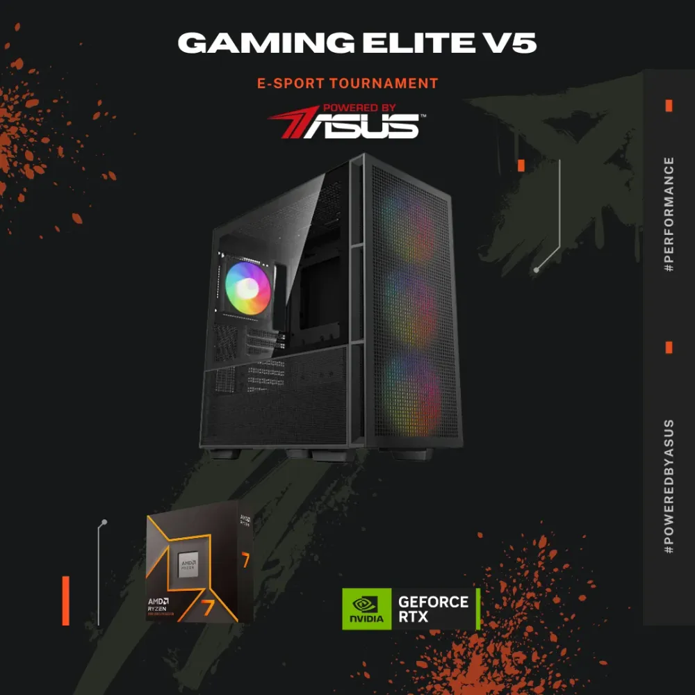 Computador Gaming Elite V5 Powered By ASUS Ryzen 7 7800X3D 32GB 1TB SSD RTX 5070 Ti