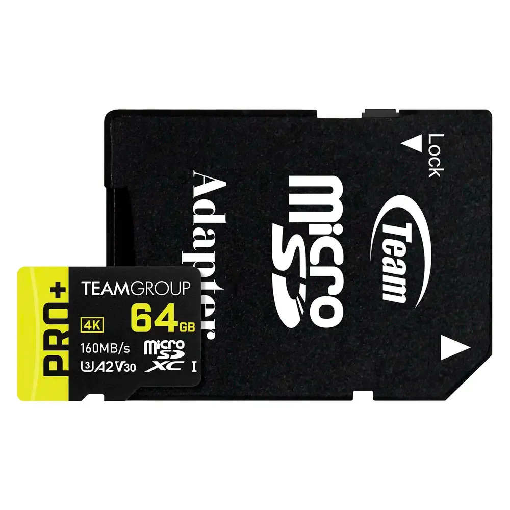 Cartão de Memória microSDXC TEAMGROUP PRO+ 64GB (160MB/s) UHS-I, U3, V30, A2 + Adaptador SD