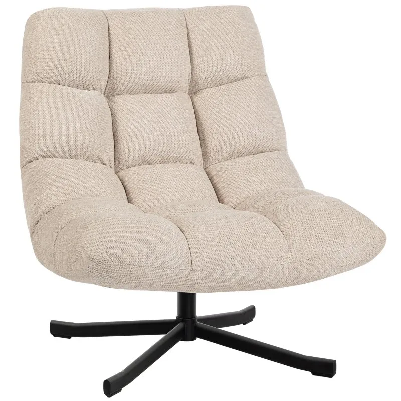 Homcom Poltrona Moderna de Sala com Estofo Chenille e Base Cruz Aço Creme