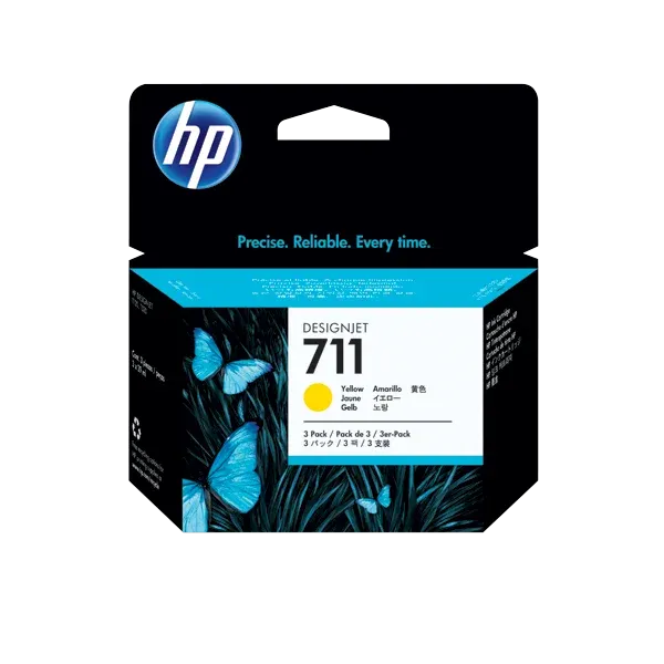Conjunto Triplo de Tinteiros HP DesignJet 711 Amarelo de 29 ml