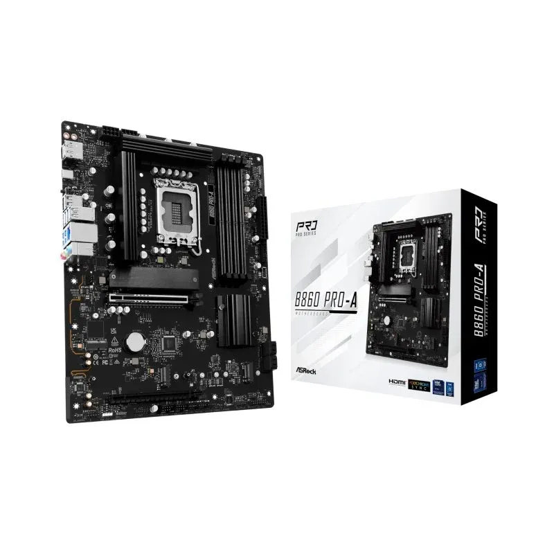Asrock B860 Pro-A Motherboard ATX LGA 1851 DDR5 M.2 PCIe 3.0 2.5GbE UEFI