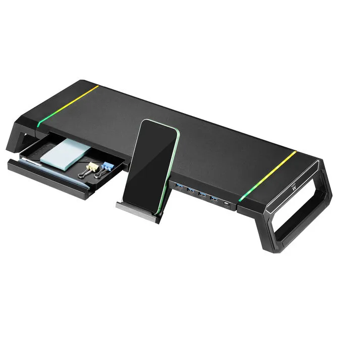 Base para Monitor Ewent Foldable RGB c/ Hub USB 3.0 Preto