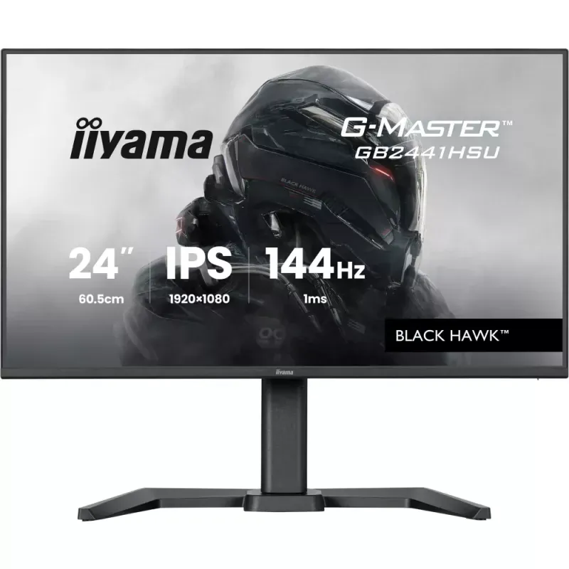 iiyama G-MASTER Black Hawk GB2441HSU-B1 - Monitor LED - 24" - 1920 x 1080 Full HD (1080p) @ 144 Hz - IPS - 350 cd/m² - 1500:1 - 1 ms - HDMI, DisplayPort - altifalantes - preto opaco