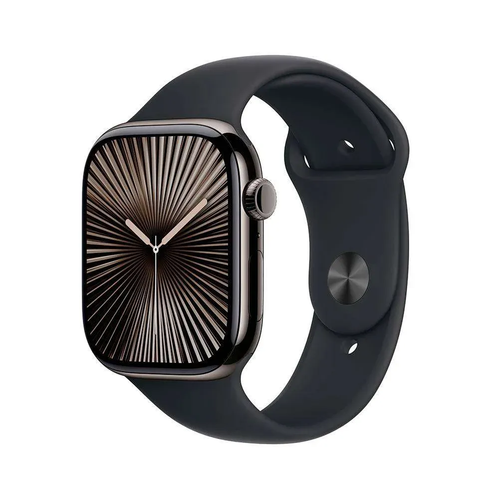 Apple Watch Series 10 GPS + Cellular 46mm Titânio Ardósia c/ Bracelete Desportiva Preta S/M
