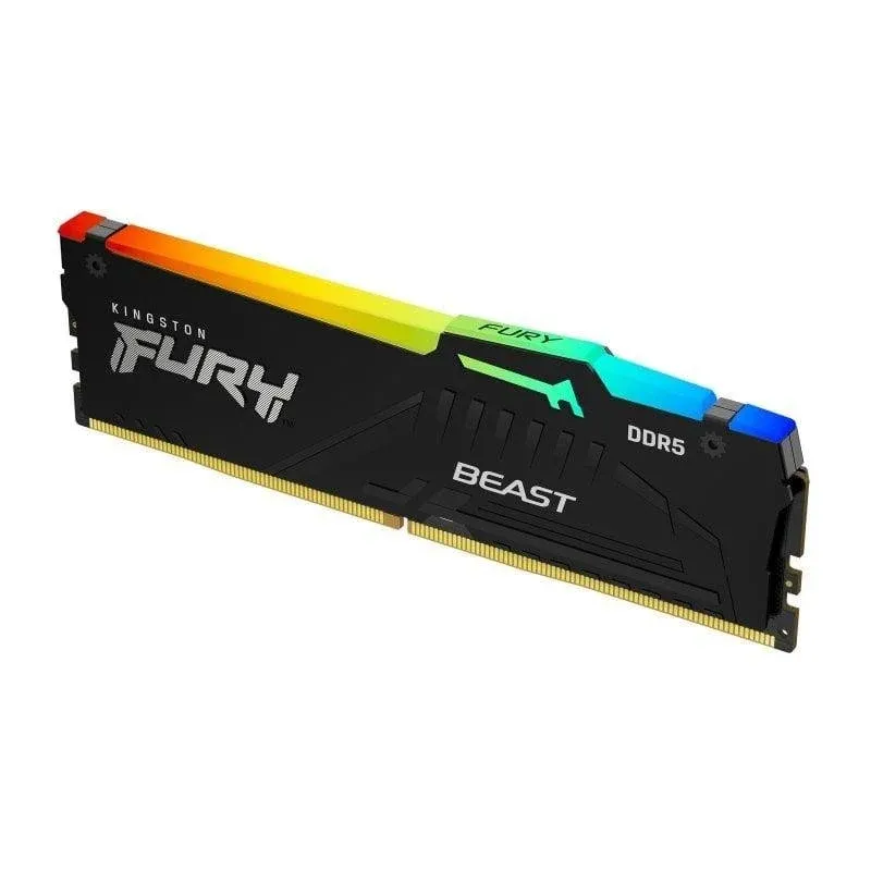 Memória RAM Kingston Fury Beast RGB 32GB (1x32GB) DDR5 5600Mhz CL36 Preta (Apenas AMD AM5 e Intel 14ª ou Superior)