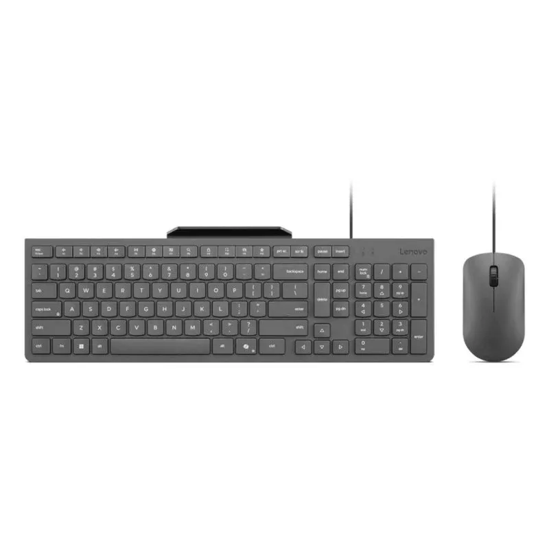 Teclado Lenovo GX31R09794 com fio USB completo cinzento resistente a líquidos com rato