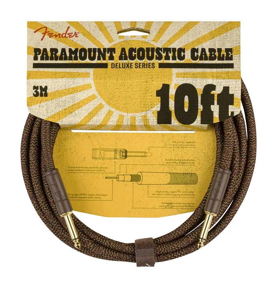 Cabo para Instrumento Fender Paramount Acoustic Castanho 3mt