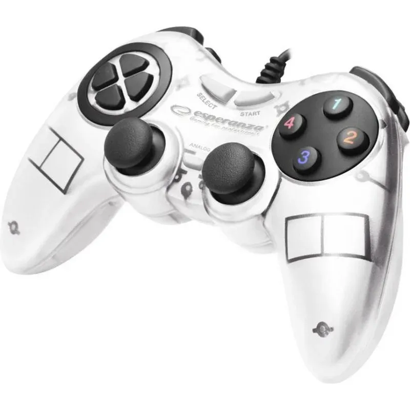Comando de Jogo Esperanza EGG105W Branco com Vibração USB para PC/PS2/PS3