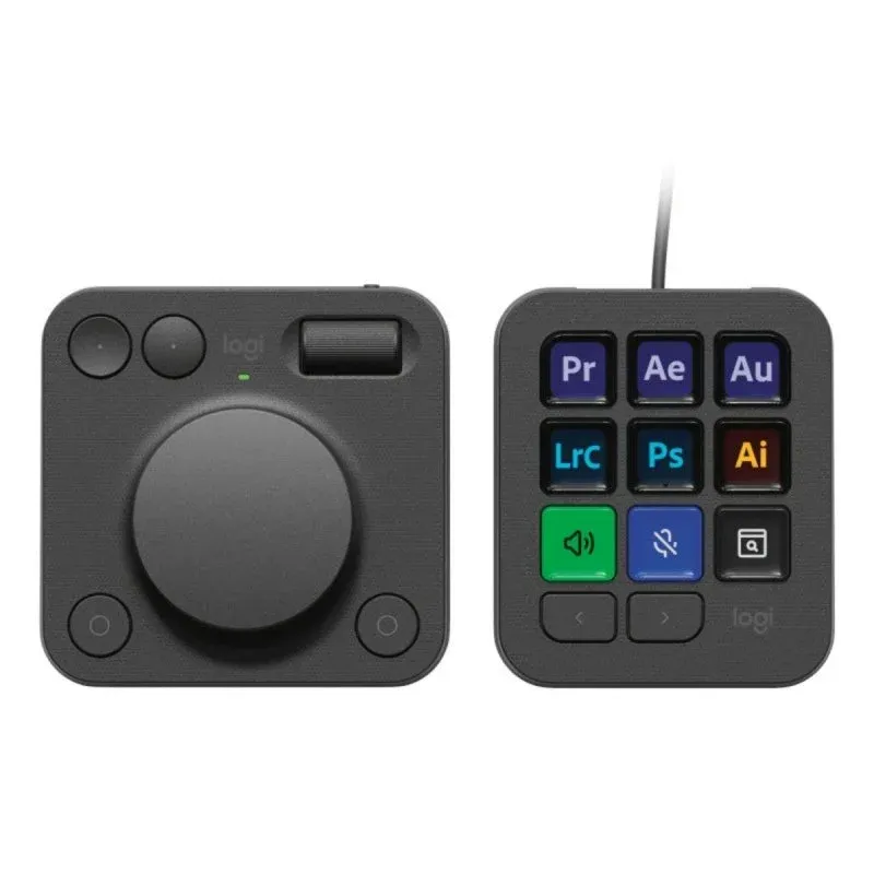 Logitech MX Creative Console Controlador com 9 Teclas LCD Personalizáveis, Dial, Bluetooth e USB Grafite