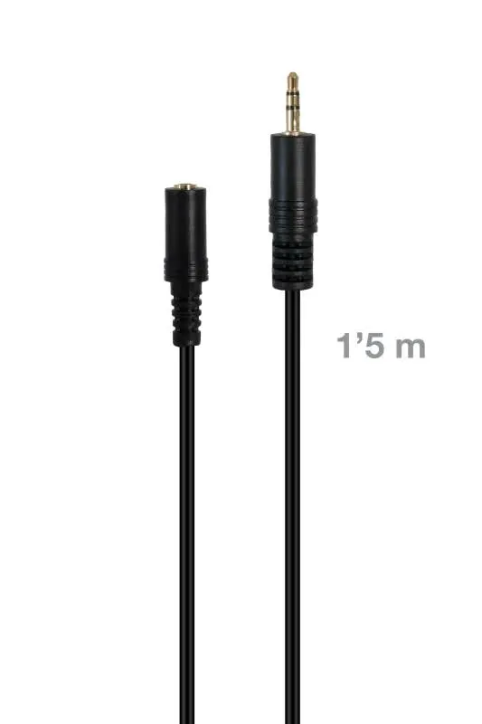Cabo Áudio Jack 3.5 mm Macho - Jack 3.5 mm Fêmea 1,5m - JACK-MF-1-5
