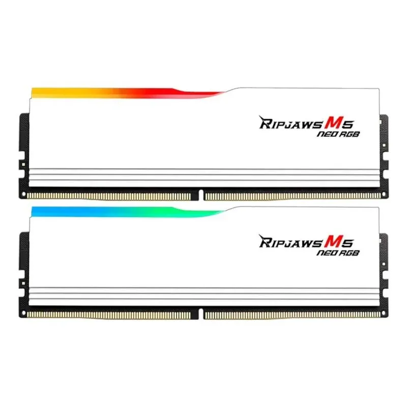 Memória RAM G.Skill Ripjaws M5 RGB F5-6000J3040G32GX2-RM5NRW 64GB 2x32GB DDR5 6000MHz CL30 AMD EXPO RGB Branco