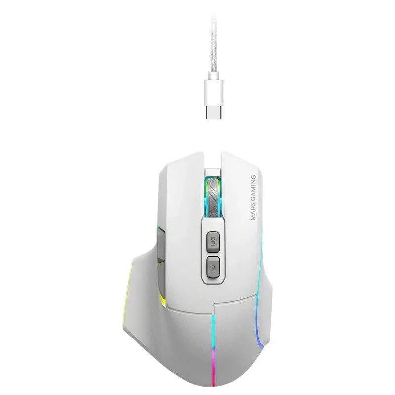 Rato Mars Gaming MMW-VECTOR Tri-mode Wireless 12000 DPI Branco RGB