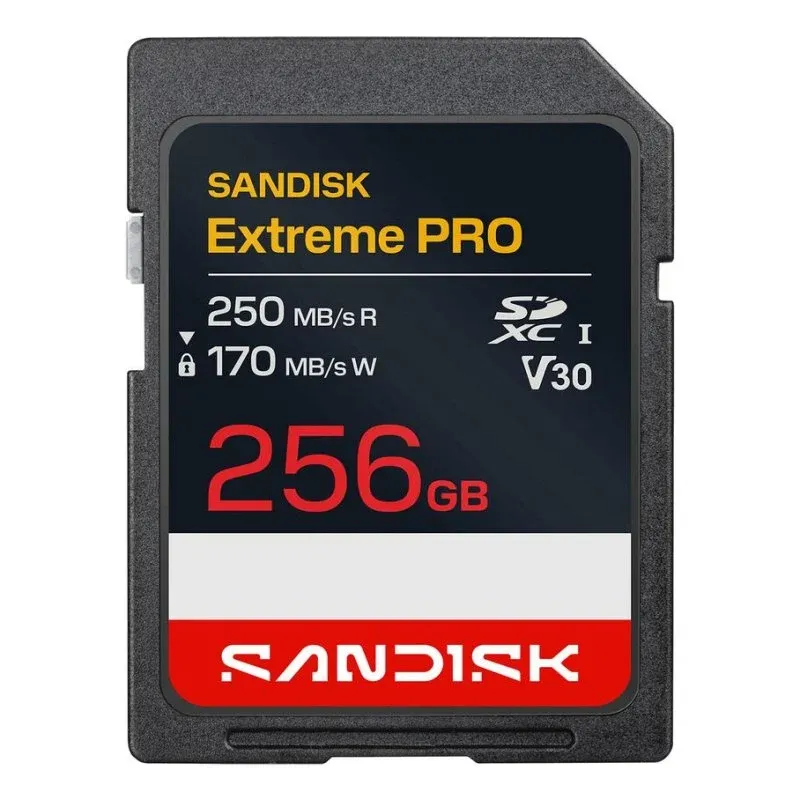 Cartão SanDisk Extreme Pro 256GB SDXC UHS-I 250MB/s V30 resistente