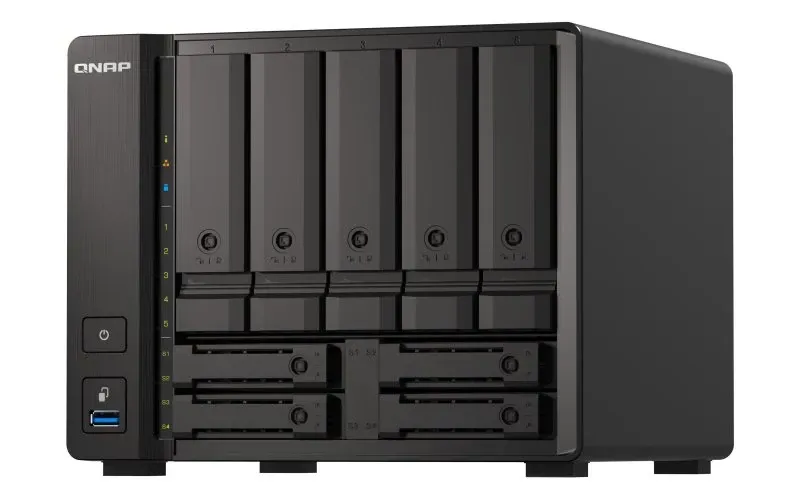QNAP TS-H973AX-32G - Servidor NAS - 9 baias - SATA 6Gb/s - RAID (expansão de disco rígido) 0, 1, 5, 6, 10, 50, JBOD, 60, RAID TP - RAM 32 GB - 2.5 Gigabit Ethernet / 10 Gigabit Ethernet - iSCSI assistência