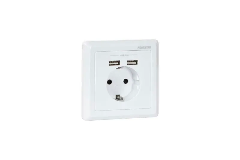Tomada Elétrica Superfície C/ 2 Portas USB Branco - WP-55SUC