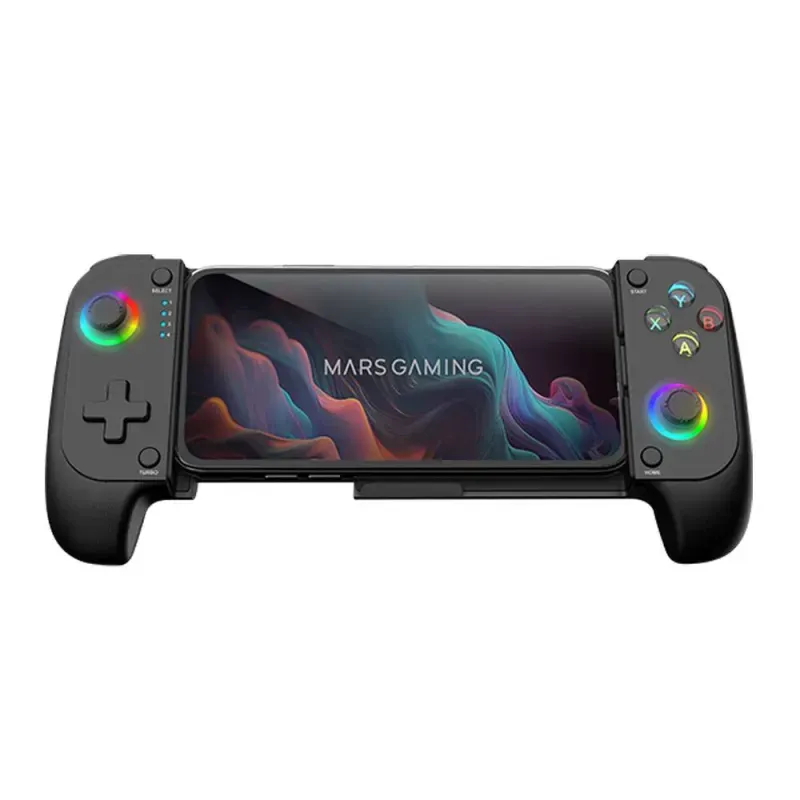Gamepad Mars Gaming MGPX – Bluetooth 5.0 / USB-C / Neon RGB / Vibração Dupla / Compatível PS4, Switch, PC, Android e iOS - Preto
