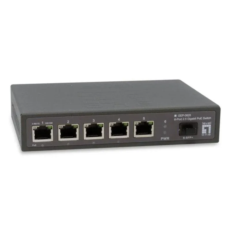 Switch LevelOne GEP-0625 5 Ports 2.5G PoE+ 1 SFP+ Silencioso Não Gerido
