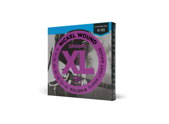 D'Addario EXL120-8 09-65 Super Light 8-String XL Nickel Electric Guitar Strings
